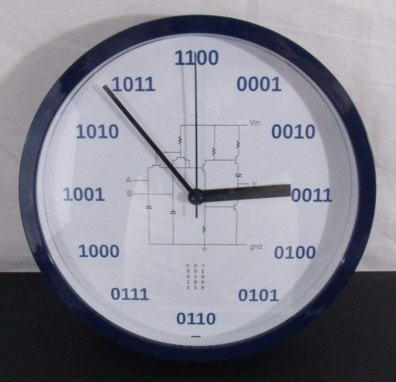 Geek Clock Analog Clock with binary numbers, NAND circuit, truth table gallery
