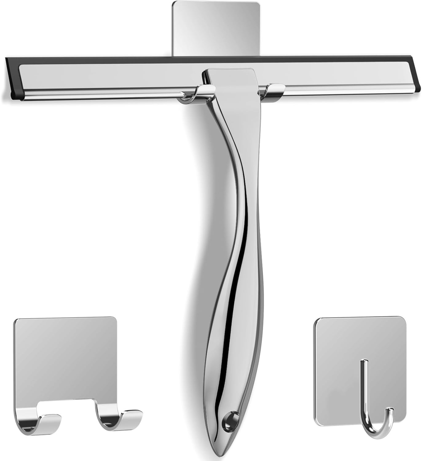 All-Purpose Stainless Steel Shower Squeegee for Shower Glass Door with 2 Adhesiv gallery