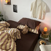 Retro Striped Duvet Cover Set Queen - 100% Natural Cotton 3-Piece Vintage Red St gallery