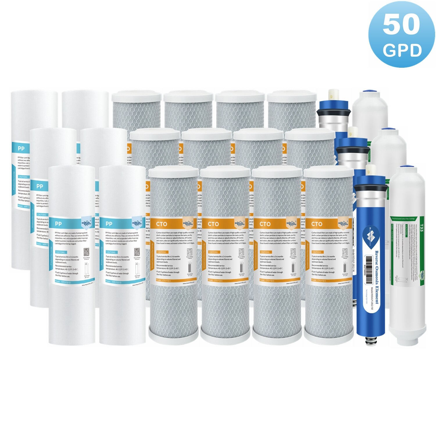 50 GPD RO Reverse Osmosis Replacement Filter for APEC 5/6/7 Stages Water System gallery
