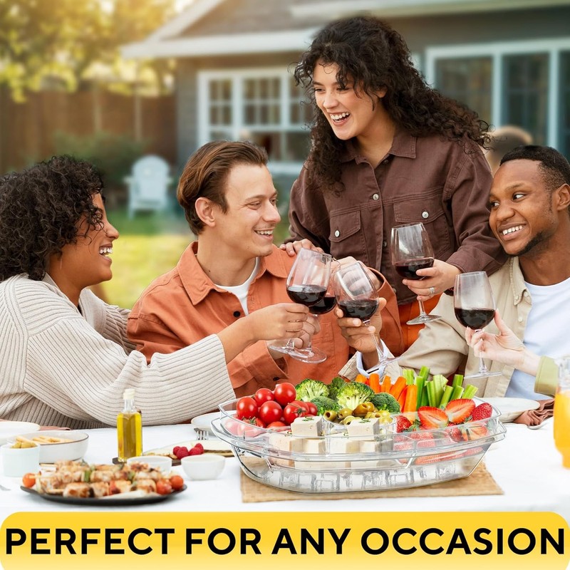 Premium Chilled Serving Tray for Parties - 15" Ice Chilled Party Platter w/Lid gallery