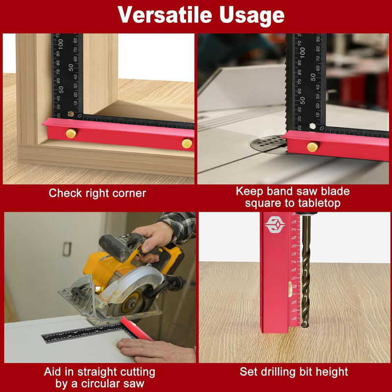 8 Inch Removable Carpenter Framing Square Fence with Edge Marking Ruler, Anodize gallery