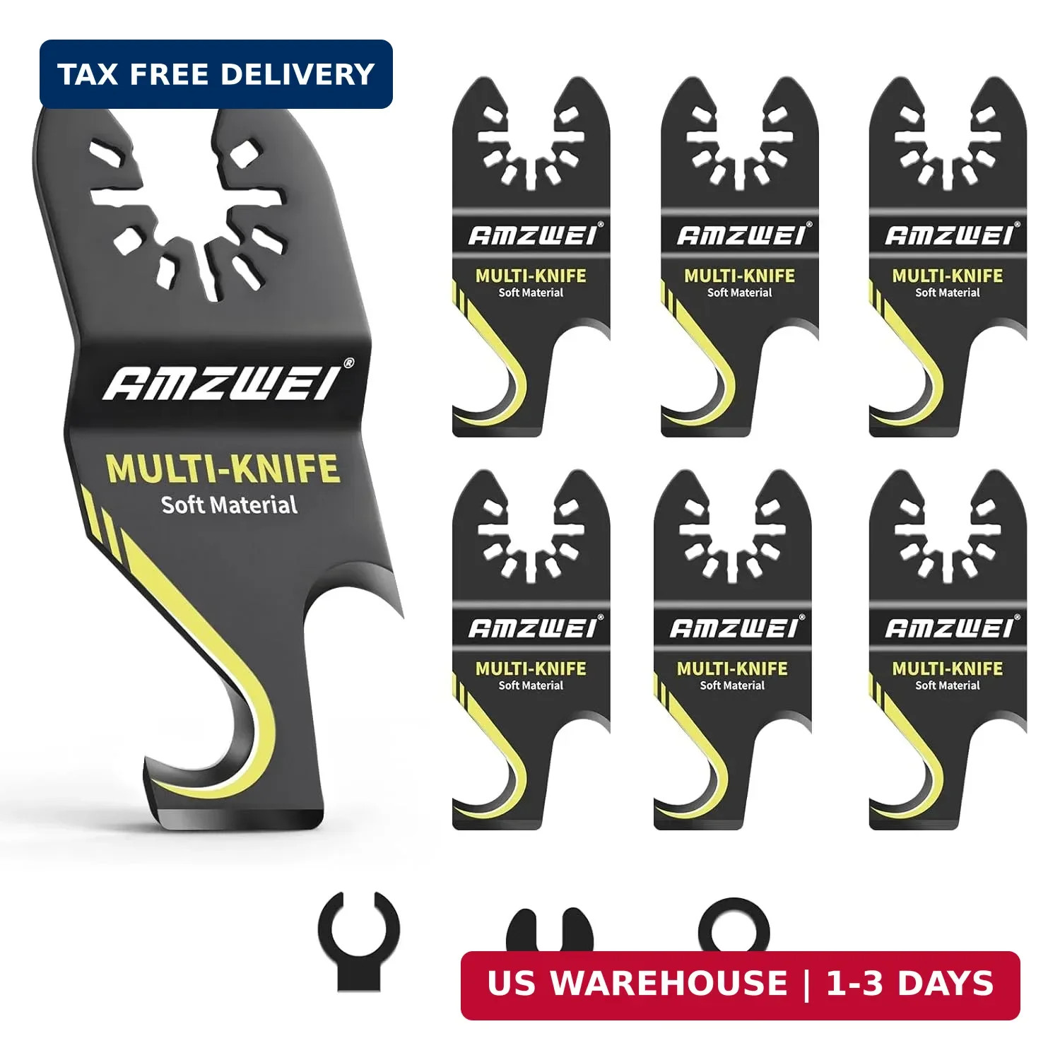 AMZWEI 6PCS Hook Knife Oscillating Multi Tool Blade, Triped-Edge Push Pull Scrap gallery
