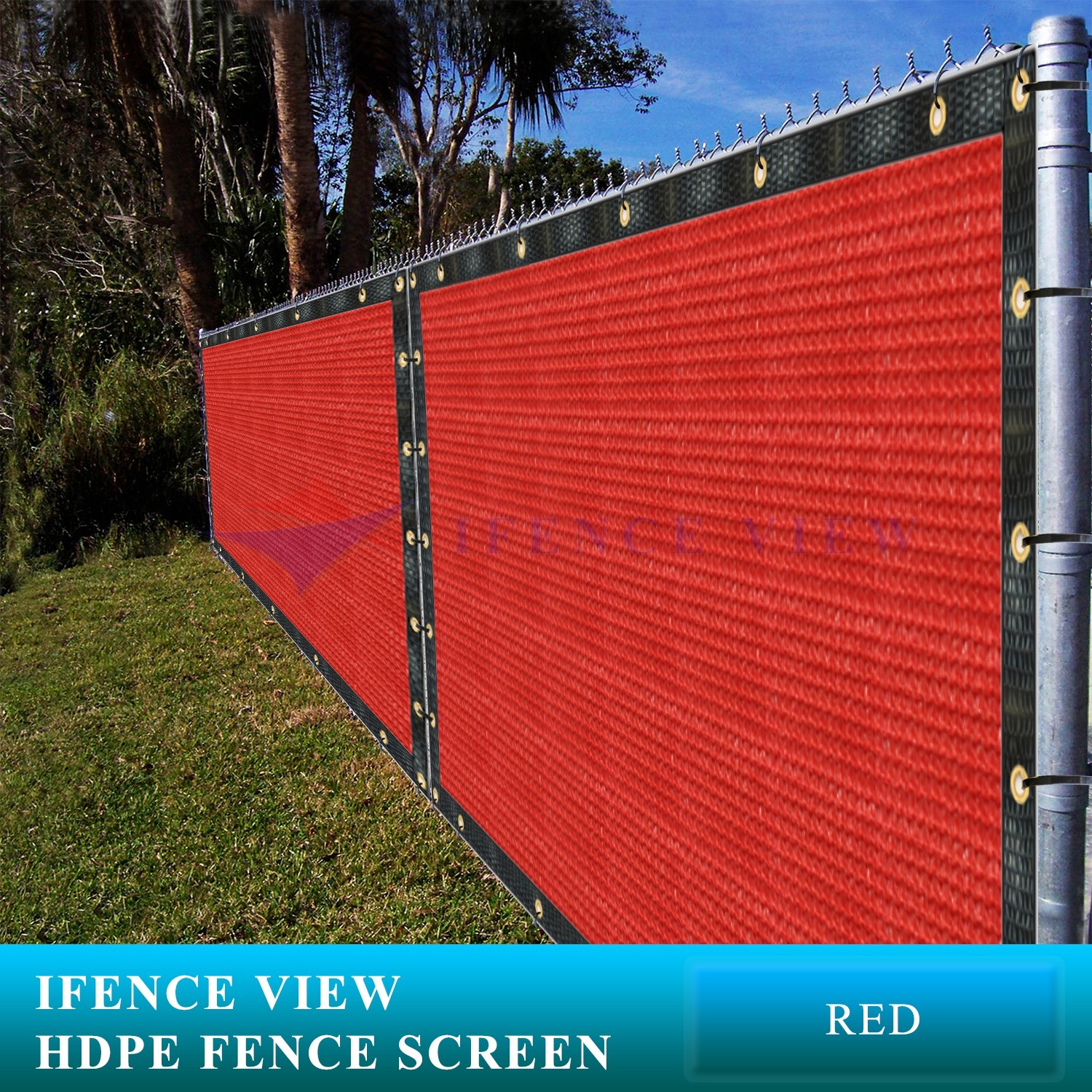 Ifenceview 9 FT Width Red Fence Privacy Screen Net Mesh Awning Canopy Patio Top gallery