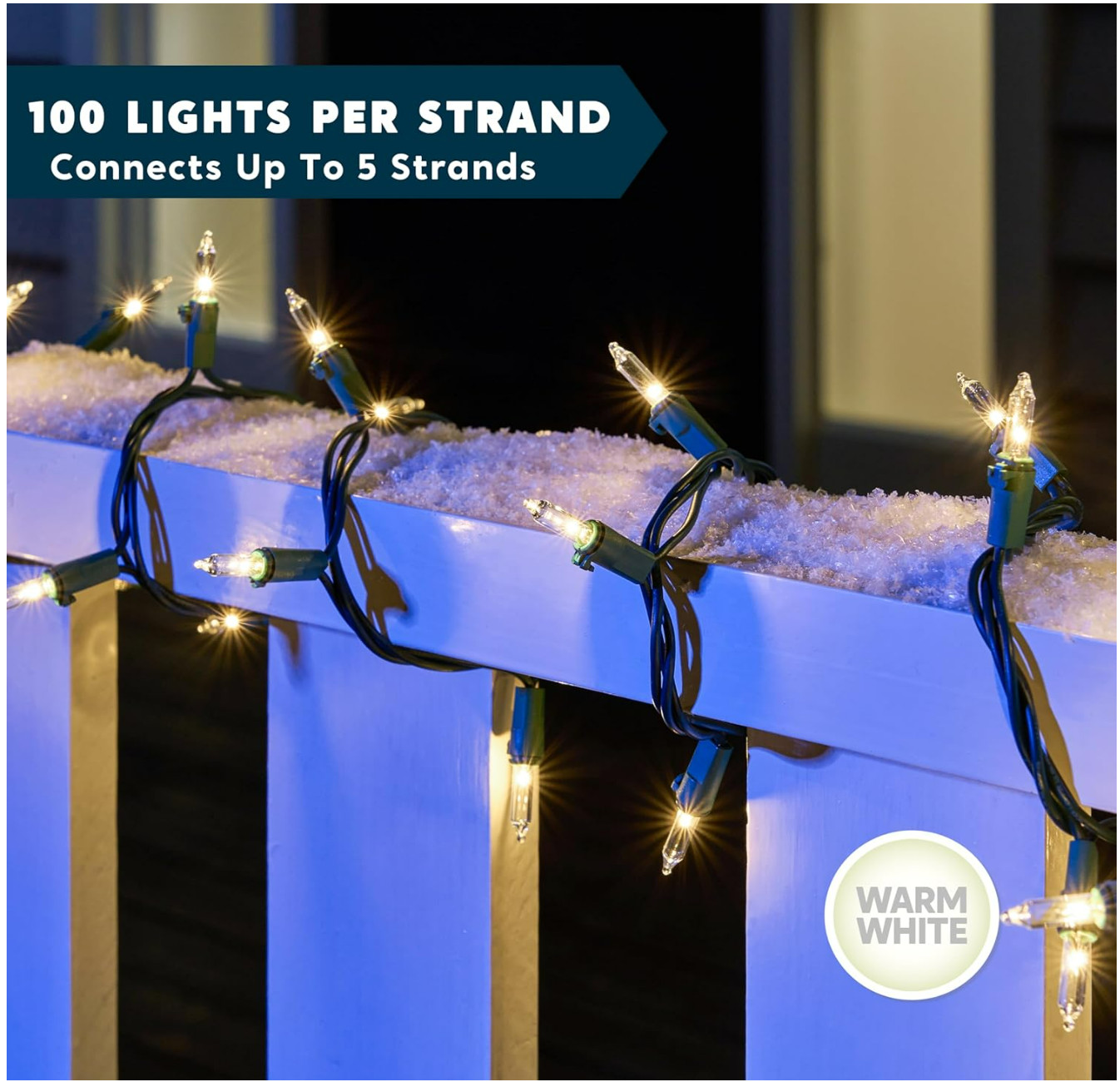 Clear Christmas String Lights, 200 Warm White Fairy Lights, 43FT, Green Wire gallery