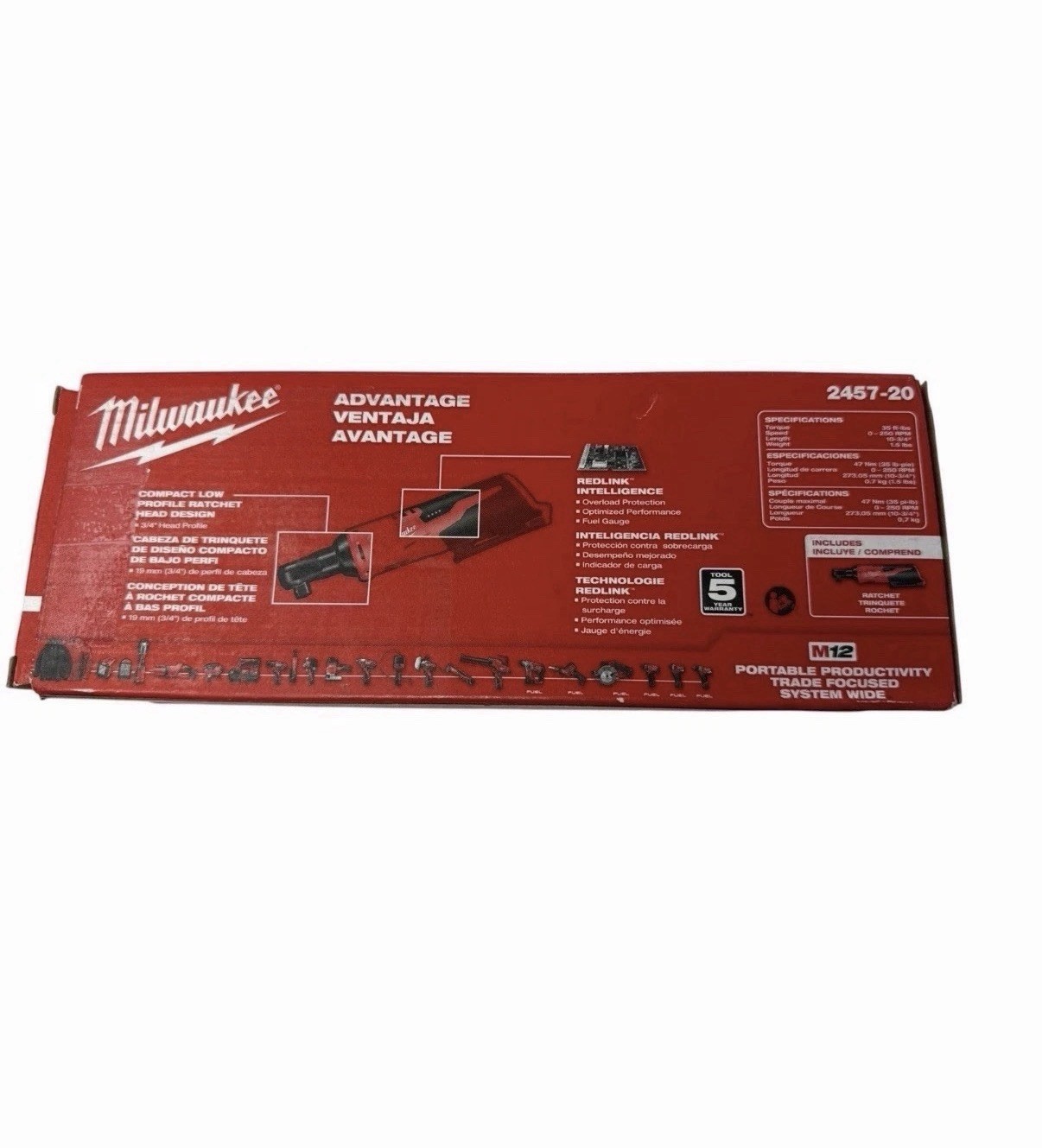 Milwaukee Tool 2457-20 M12 Fuel 3/8" Extended Reach High Speed Ratchet gallery