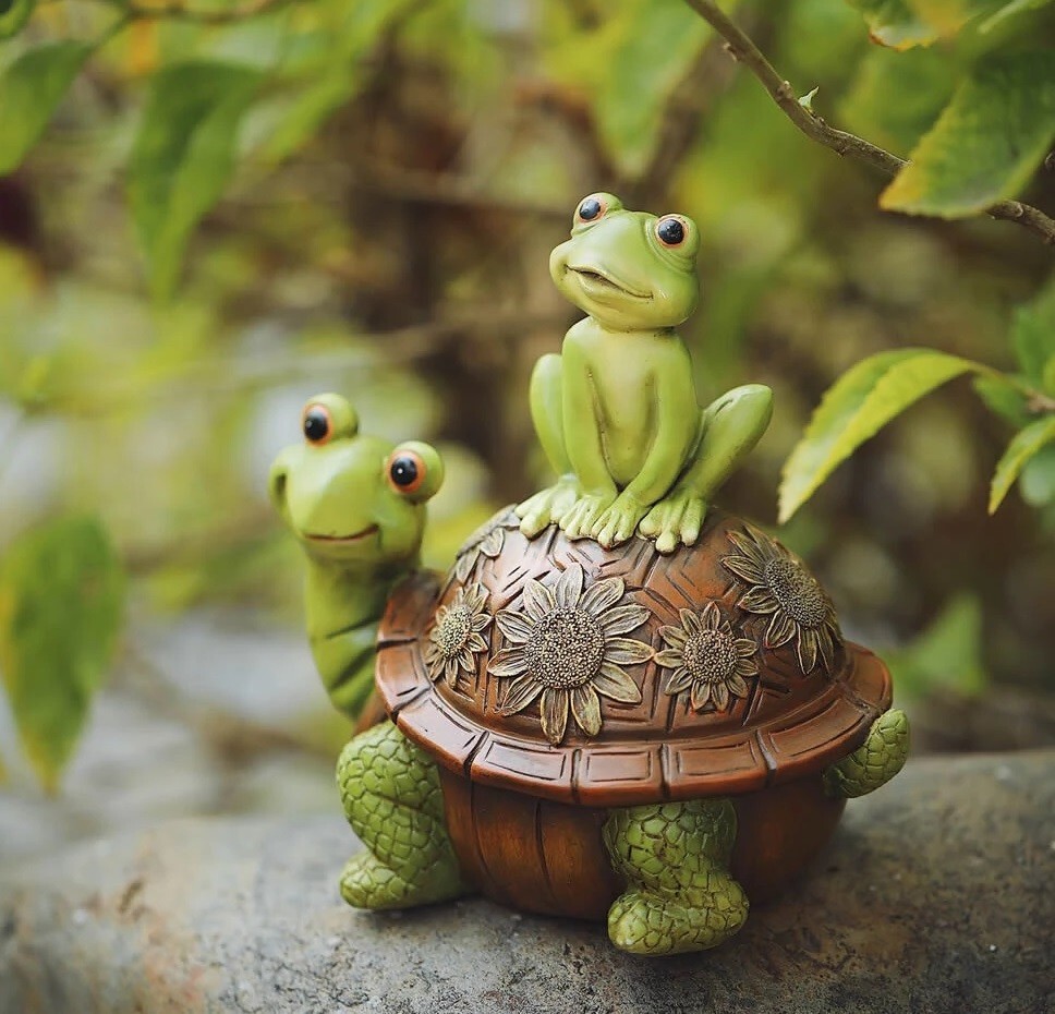 Cute Turtle And Frogs Statue Garden Sculpture Tabletop Figurine Home Decor Gifts gallery