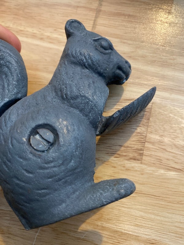 Squirrel Nutcracker Nut Cracker Cast Iron Metal Hefty Patina Collector Holidays gallery