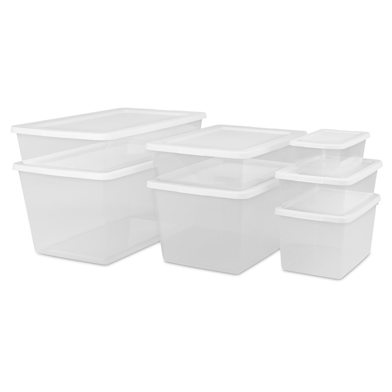 Storage Bin, 41 Quart Clear Plastic Storage Container with Lid, White gallery