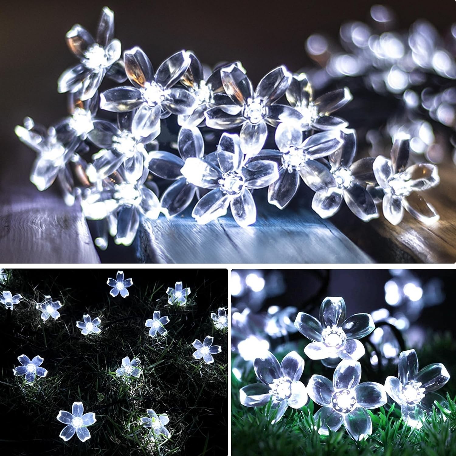 Solar String Lights for Outside，50 LED Solar Flower Lights Outdoor Waterproof ，S gallery