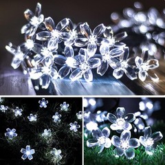 Solar String Lights for Outside，50 LED Solar Flower Lights Outdoor Waterproof ，S