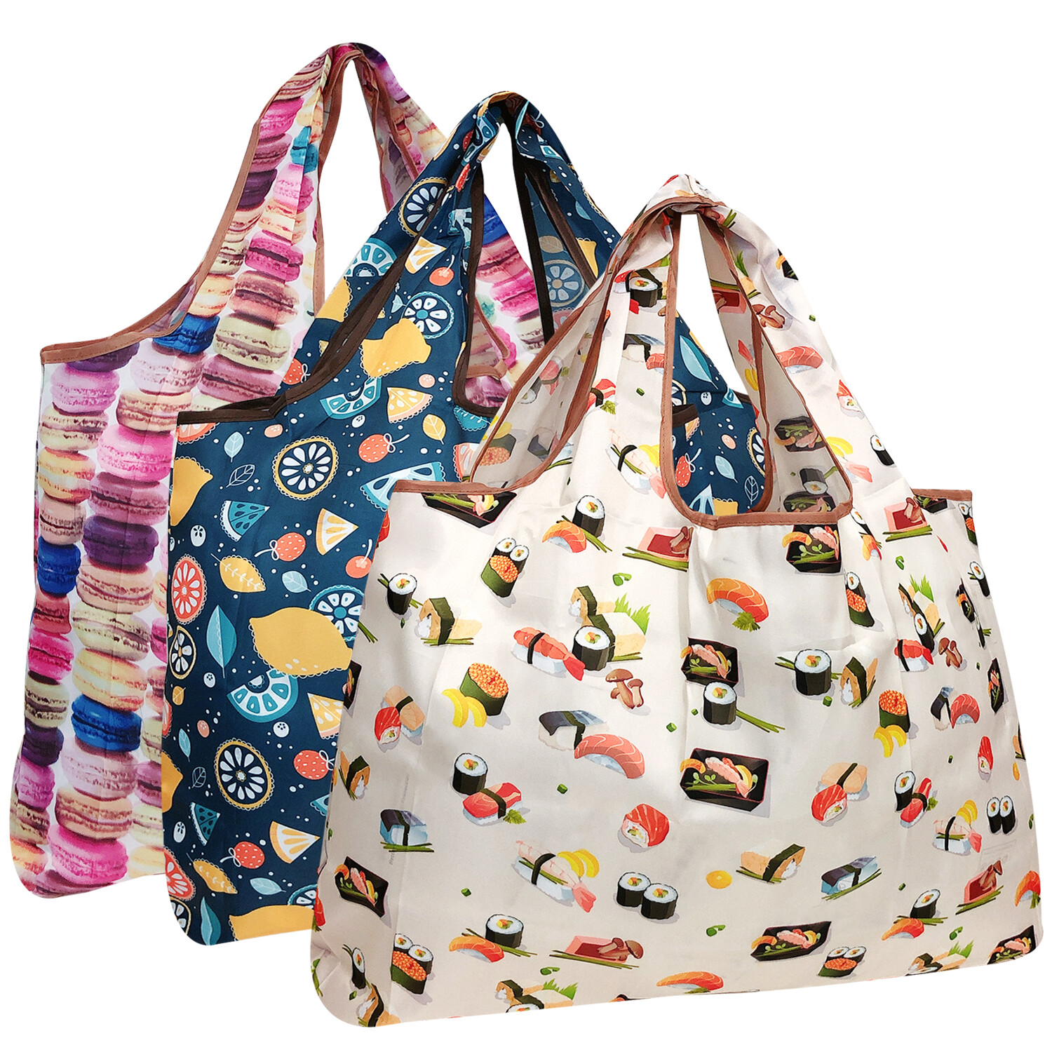 Wrapables Large Foldable Tote Nylon Reusable Grocery Bag, 3 Pack gallery