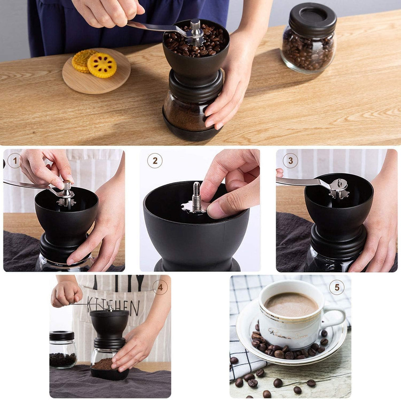 Manual Coffee Bean Grinder with Ceramic Burr, Hand Coffee Grinder Mill Small wit gallery