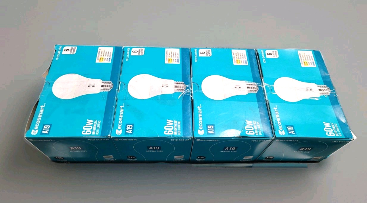 EcoSmart 60-Watt Equivalent A19 Dimmable LED Light Bulb LOT OF 4 6-Pack gallery