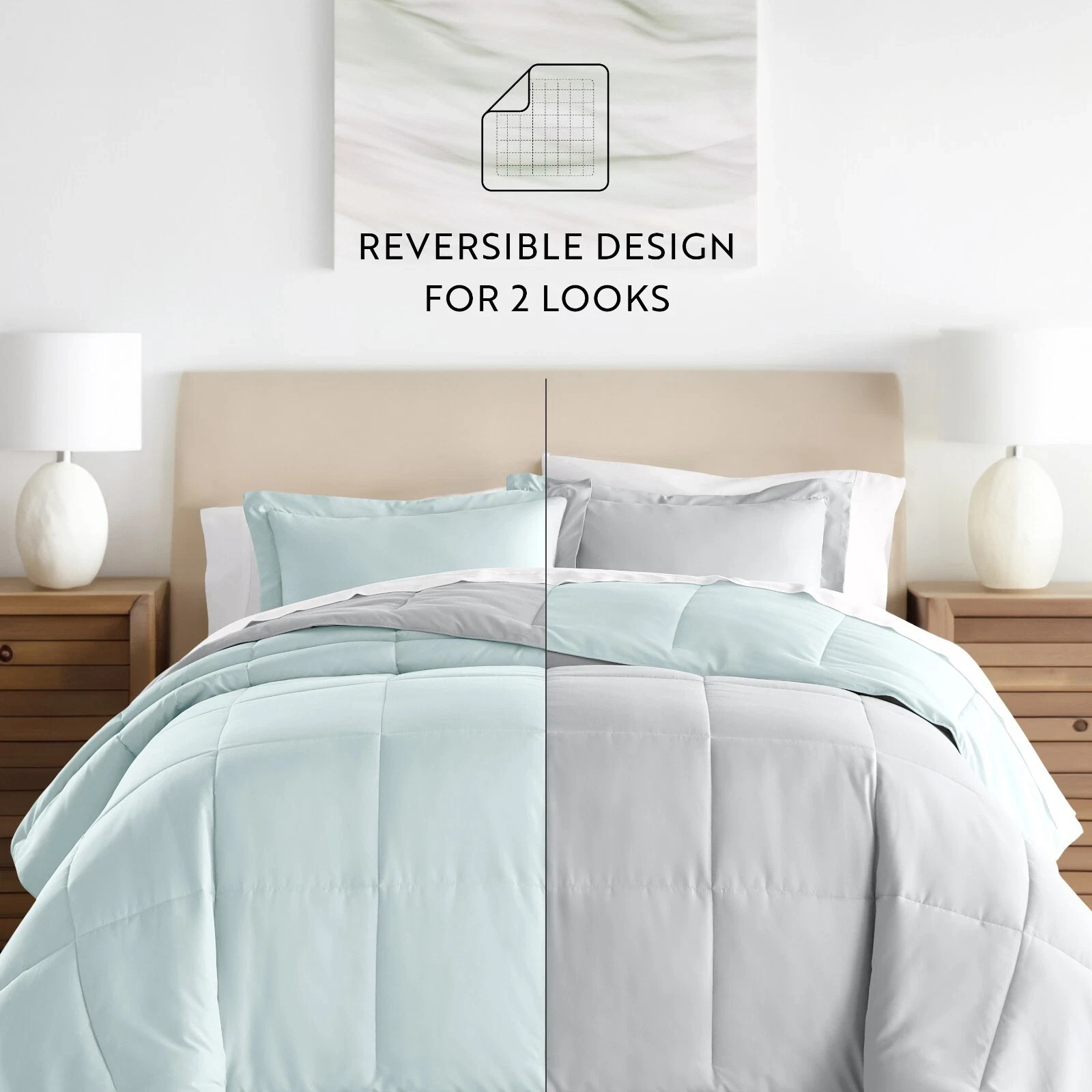 Kaycie Gray Fashion 3PC Reversible Comforter Set - All Season Down Alternative gallery