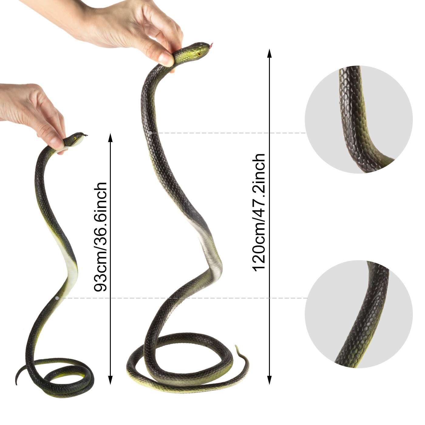 3 Pack Realistic Rubber Snakes for Garden Props Birds Squirrels Mice Scare Toy gallery