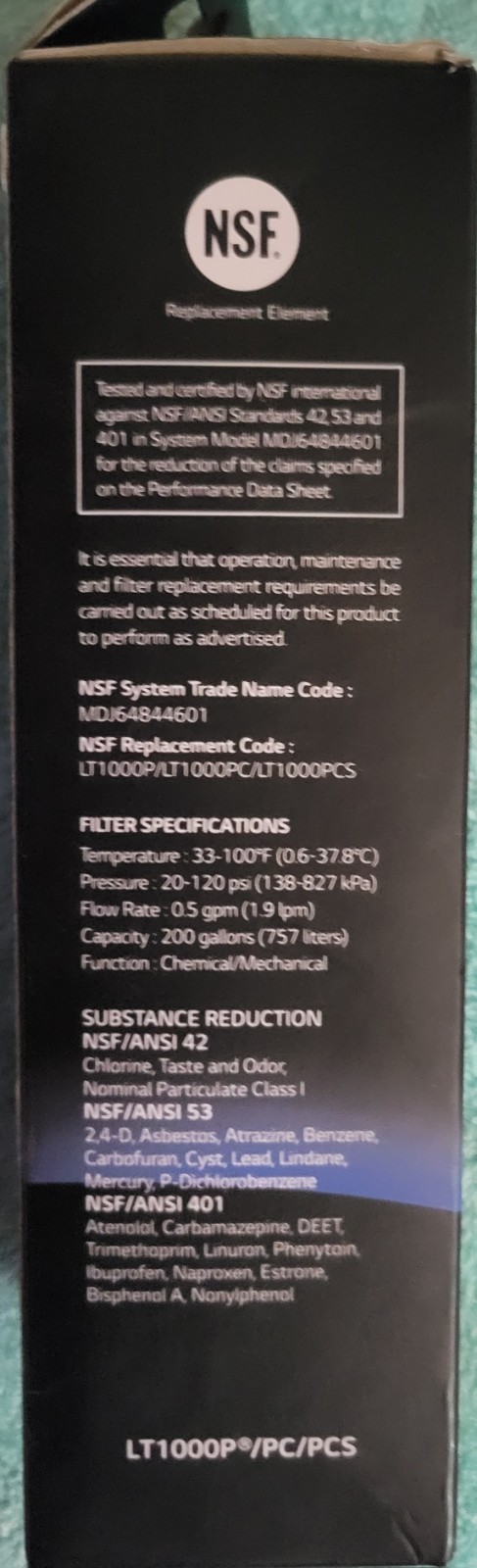 4X Genuine LG Water Filter Replacement Cartridge LT1000P/PC/PCS - 4 Sealed Pack gallery