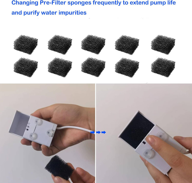 10-Pack Filters with Sponges, Compatible with Veken 95Oz/2.8L Pet Fountain Repla gallery