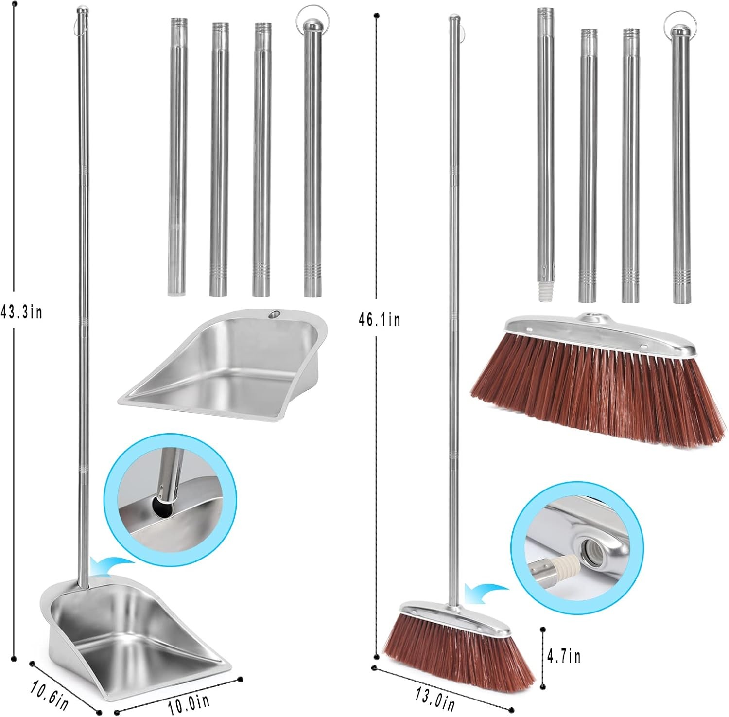 Broom and Dustpan Set for Home, 56" Kitchen Broom with Dustpan Combo Set, Heavy gallery
