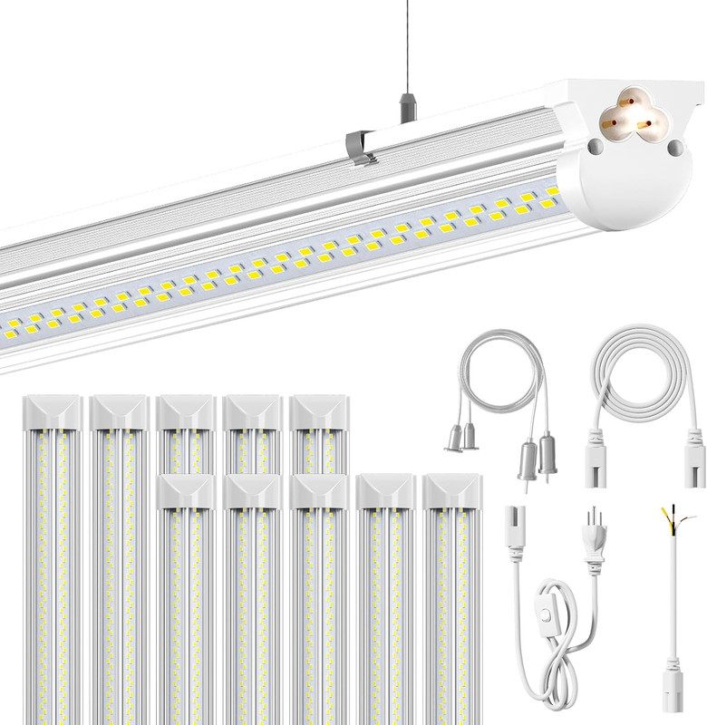 10Pack 8FT LED Shop Light, 6000K White 100W Super Bright, 15000Lm V Shape Garage gallery