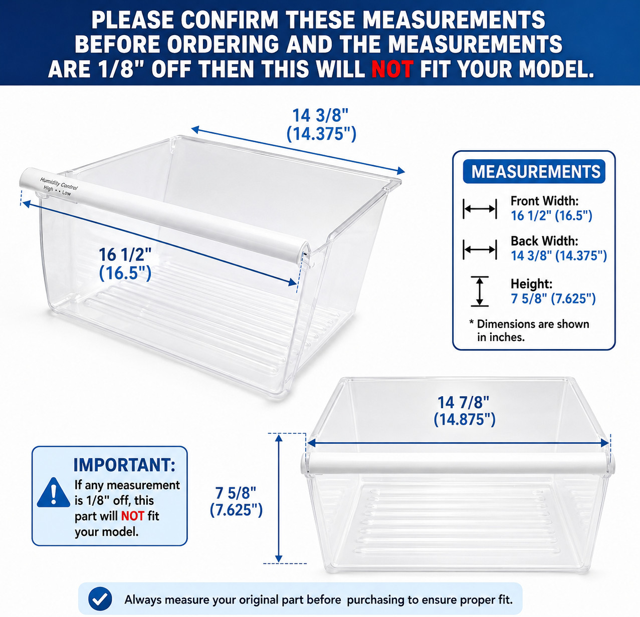 W10178772 Crisper Pan Compatible with Whirlpool Refrigerator WPW10178772 2313311 gallery