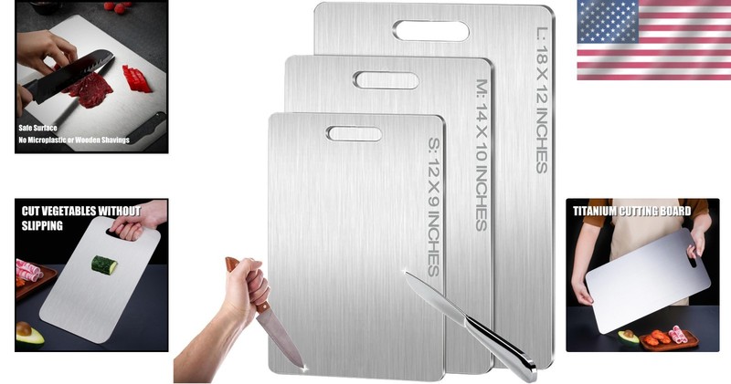 2025 Pure Titanium Double-Sided Cutting Board - 12"L x 9"W, Dishwasher Safe gallery