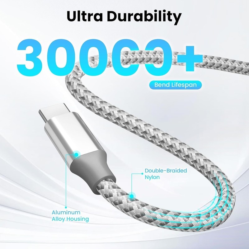 KYEHD USB C Cable，3 Pack 10FT 60W Fast Charging USB C to USB C Cable, Durable Ty gallery