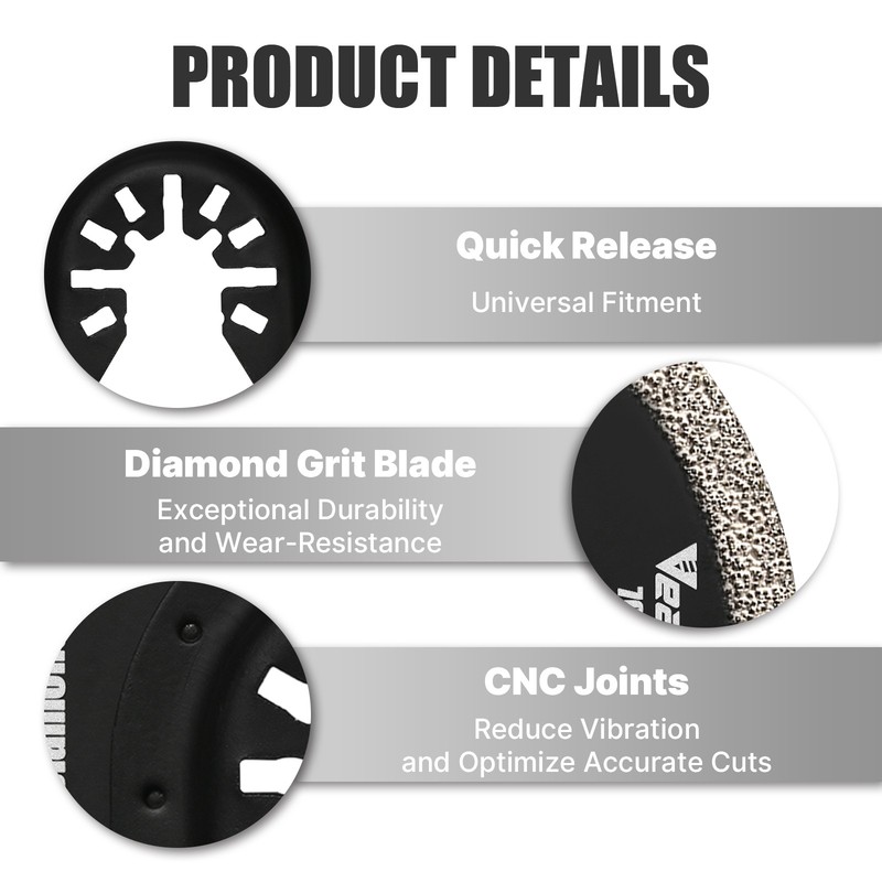 3Pcs Oscillating Multi Tool Blade Set Grit Grout Removal Diamond Saw Blade gallery