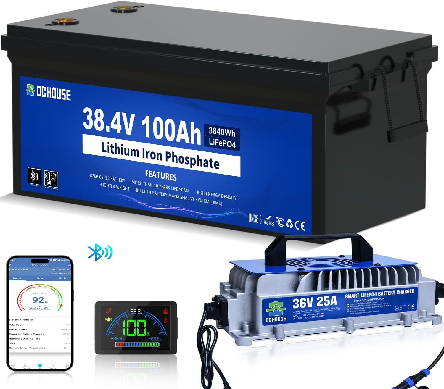 36V 100Ah Lithium Golf Cart Battery with 25A Charger Golf Cart Trolling Motor RV gallery