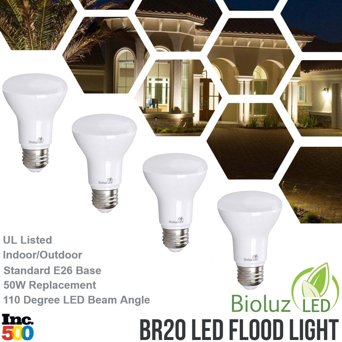 Bioluz LED BR20 LED Bulbs 50 Watt Replacement 90 CRI CEC Title 20 UL Listed Indo gallery