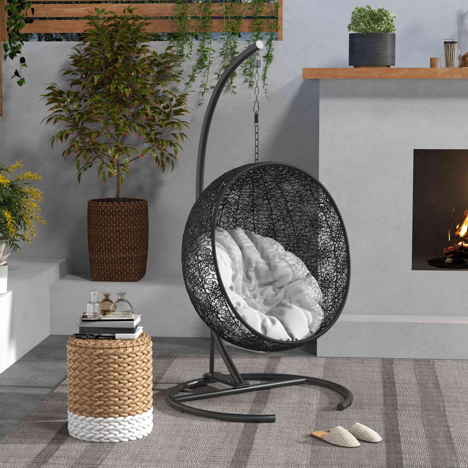 Outsunny Hanging Hammock Chair Stand, Hanging Stand, Black gallery