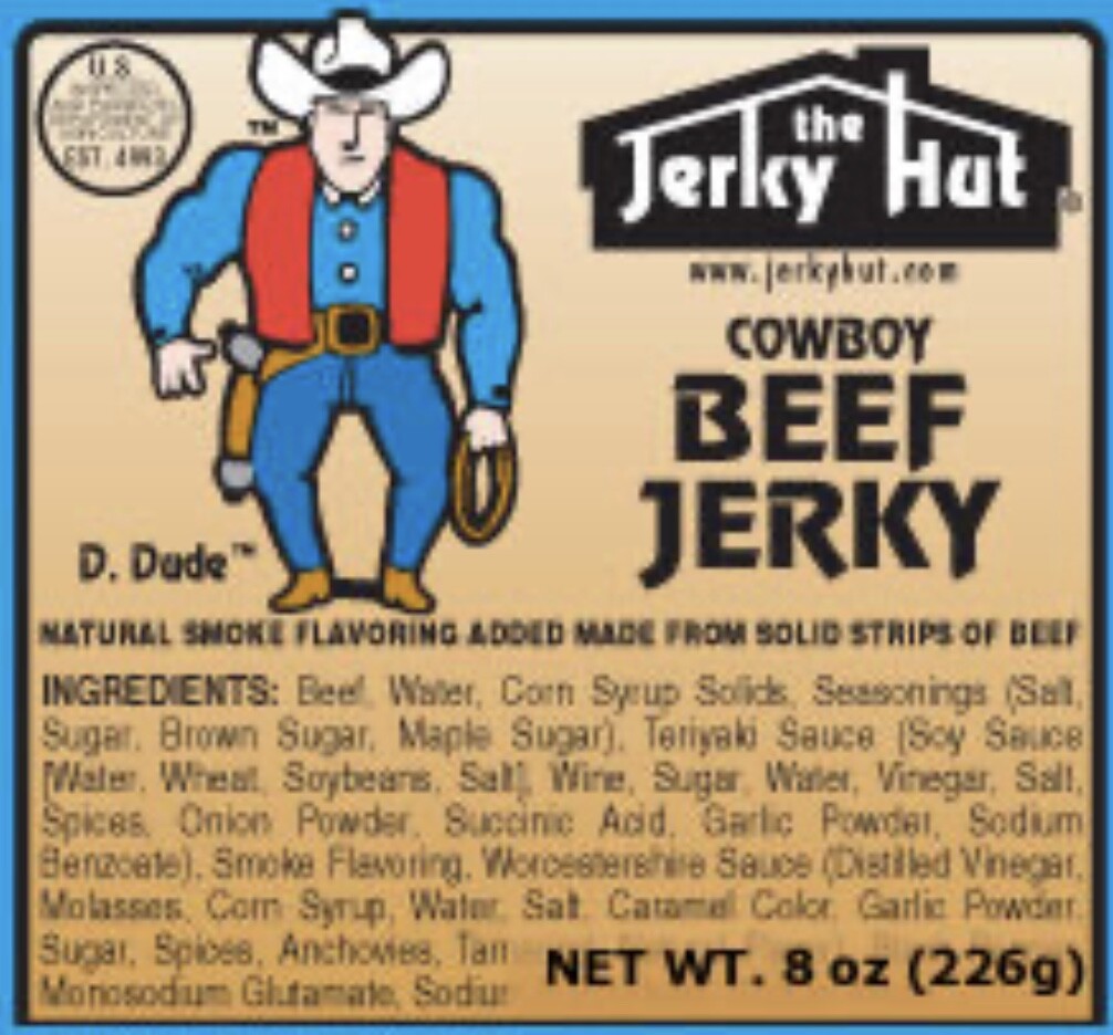 Cowboy Hickory Smoked Jerky Hut Beef Jerky 1/2 Pound Bag 8oz Package Traditional gallery