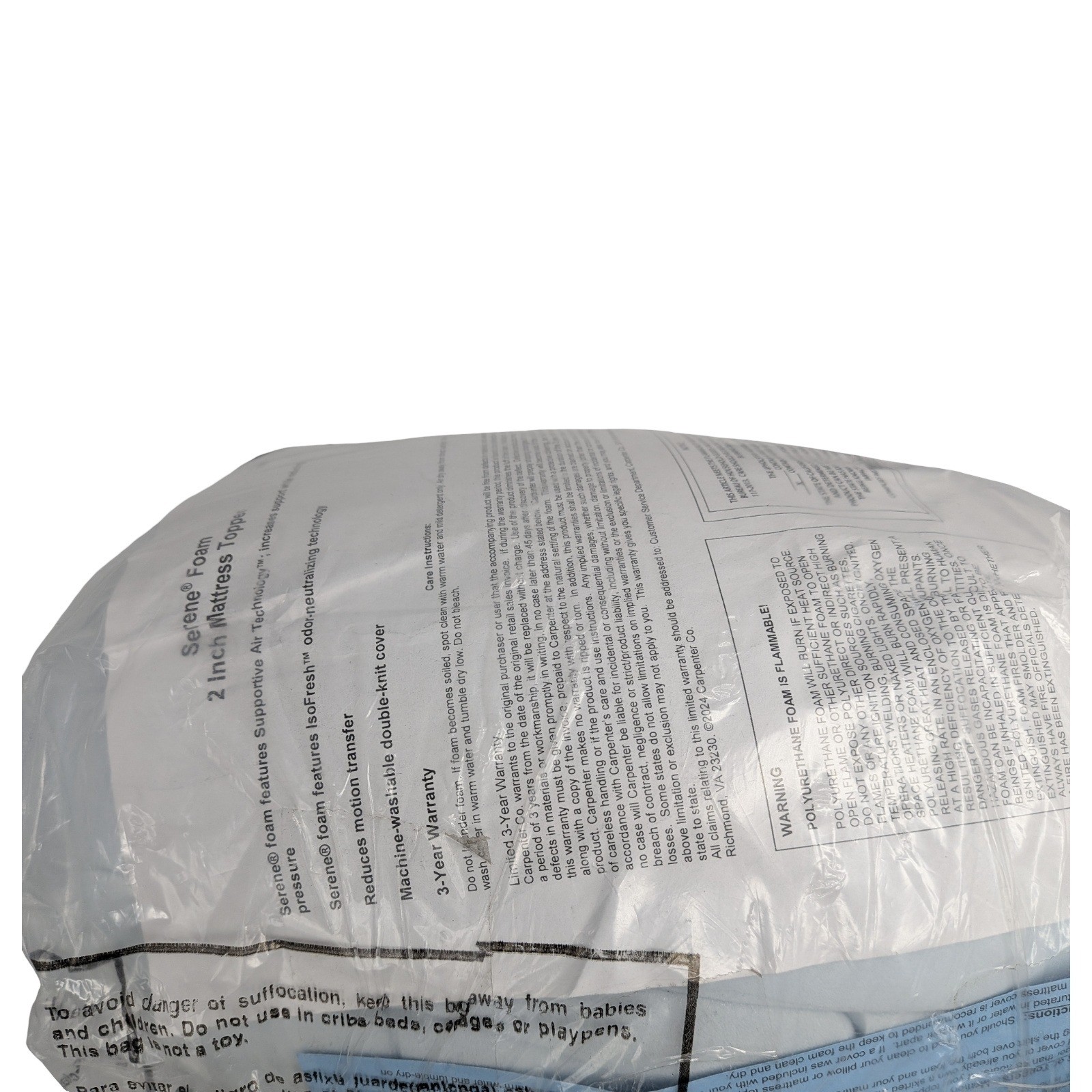 Serene Foam 2 Inch Mattress Topper Full 54x75 Supportive Air Technology Blue gallery