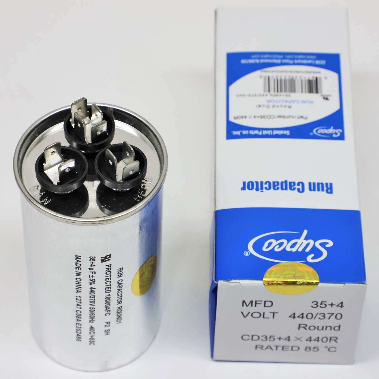 Supco CD35+4X440R HVAC Motor Round Dual Run Capacitor 35 + 4 MFD 440 Volts gallery