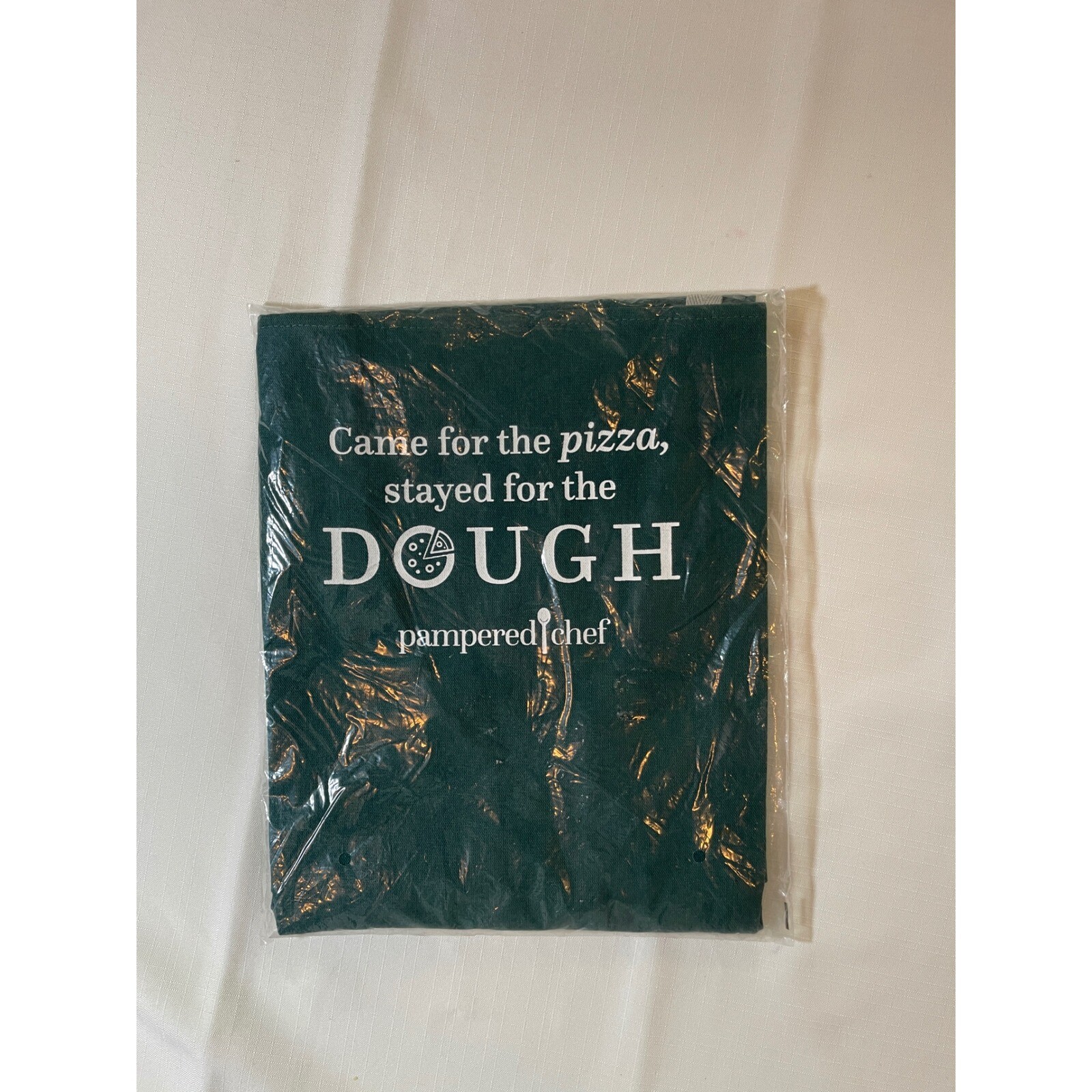Pampered Chef Apron Came For Pizza Stayed For Dough Green New Sealed gallery
