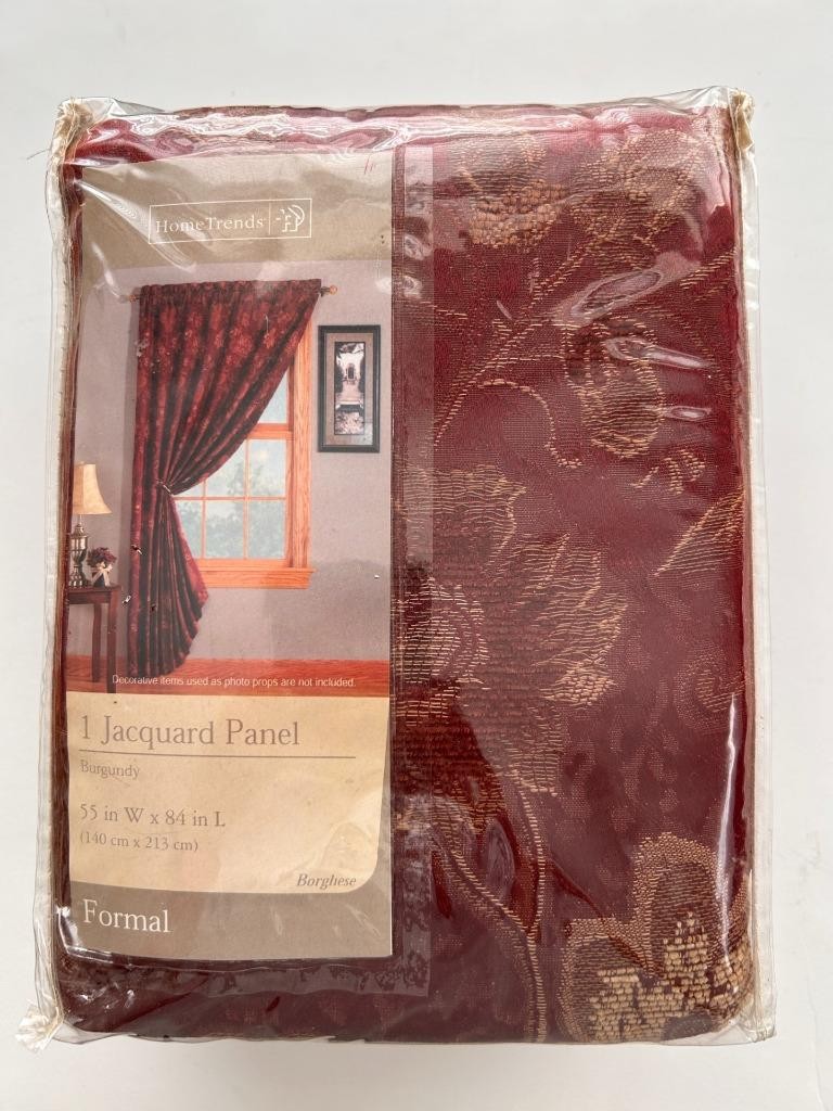 Home Trends jacquard panel 81 x 55" formal burgundy floral 1 or 2 NEW gallery