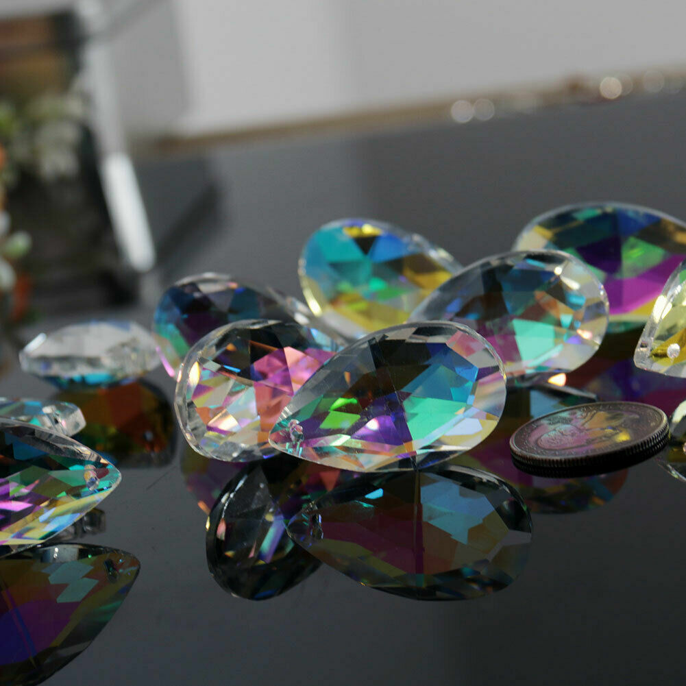10* AB Crystal Glass Faceted Prism Suncatcher Lamp Bead Hanging DIY Home Pendant gallery
