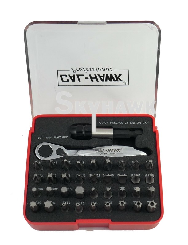 CAL HAWK 38pc Micro Mini Ratchet Quick Release Extension Bar and Bit Set NEW gallery
