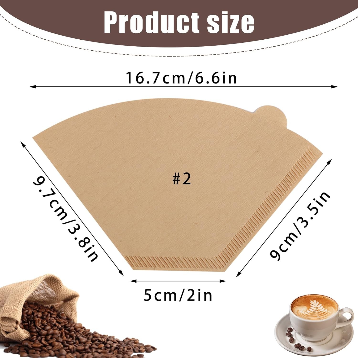 200 Count Coffee Filter #2, 2 Filters Cone Unbleached Disposable... gallery
