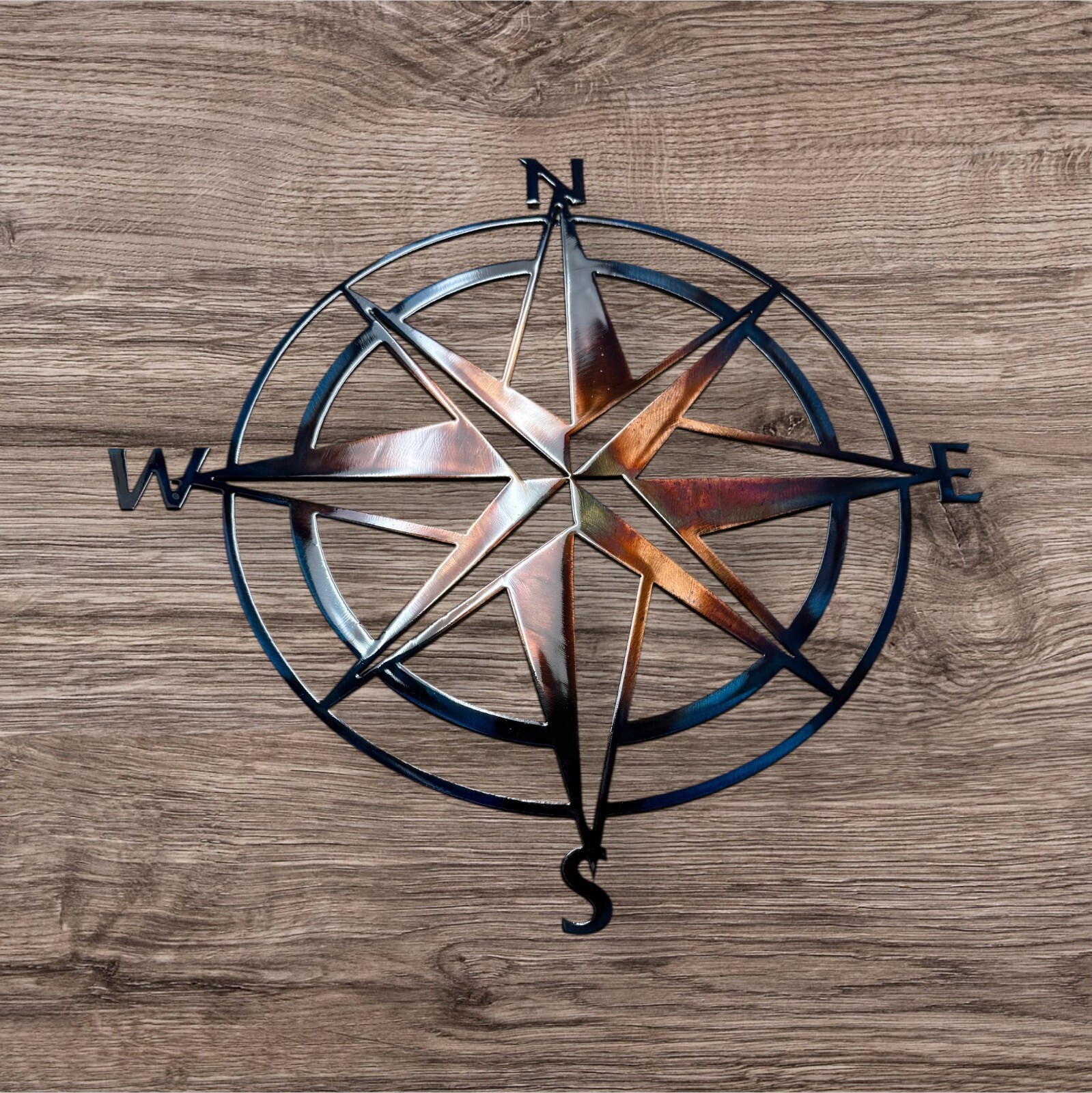 Nautical Compass Rose - Metal Wall Art - Copper Blue 20" x 20" gallery