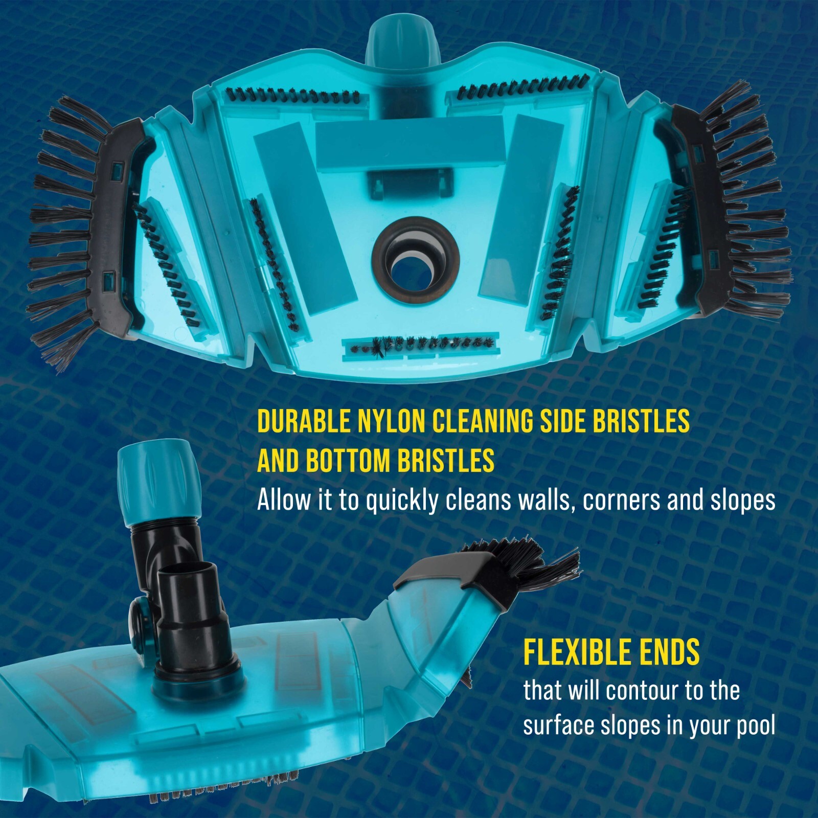 14" Rectangular Weighted Super Flexible Swimming Pool Vacuum Head - Side Brushes gallery