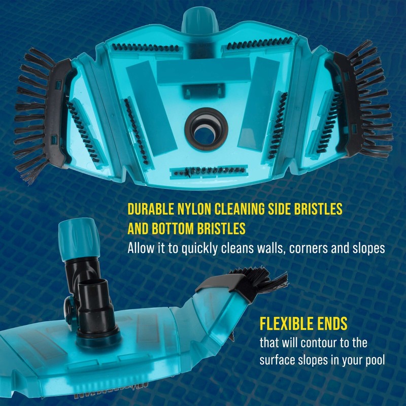 14" Rectangular Weighted Super Flexible Swimming Pool Vacuum Head - Side Brushes gallery