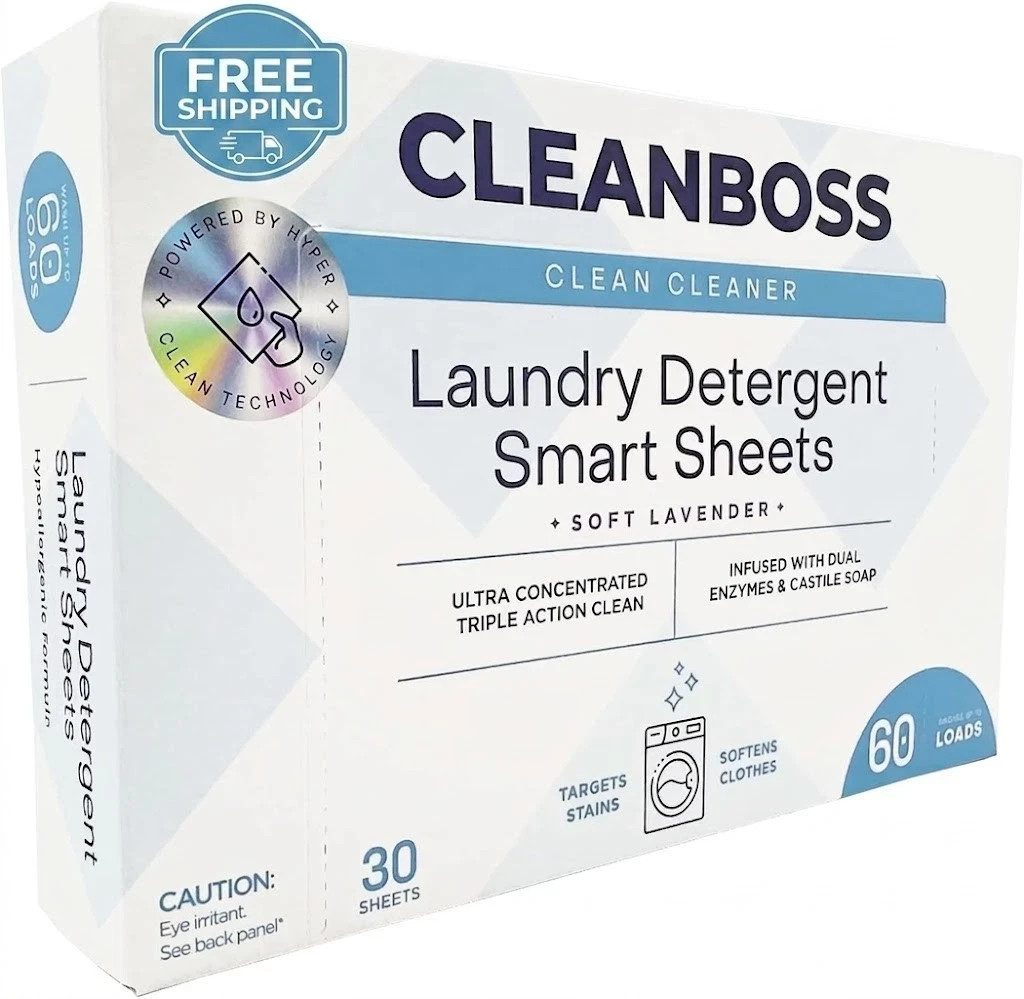 NIB 2~PACK CleanBoss Laundry Detergent Smart Sheets - 60 Sheets (120 loads) NEW! gallery