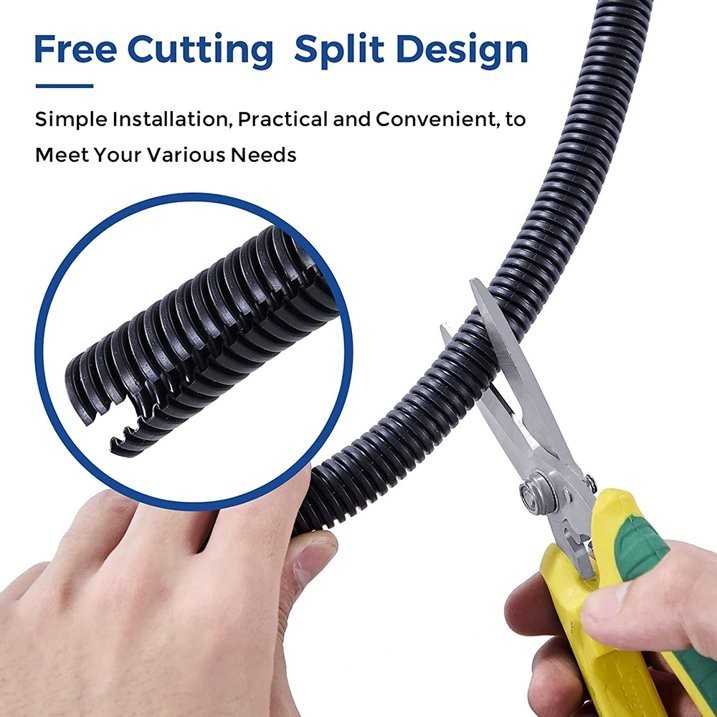 50 Ft. 1/8" Split Wire Loom Conduit Polyethylene Tubing Black Color Sleeve Tube gallery