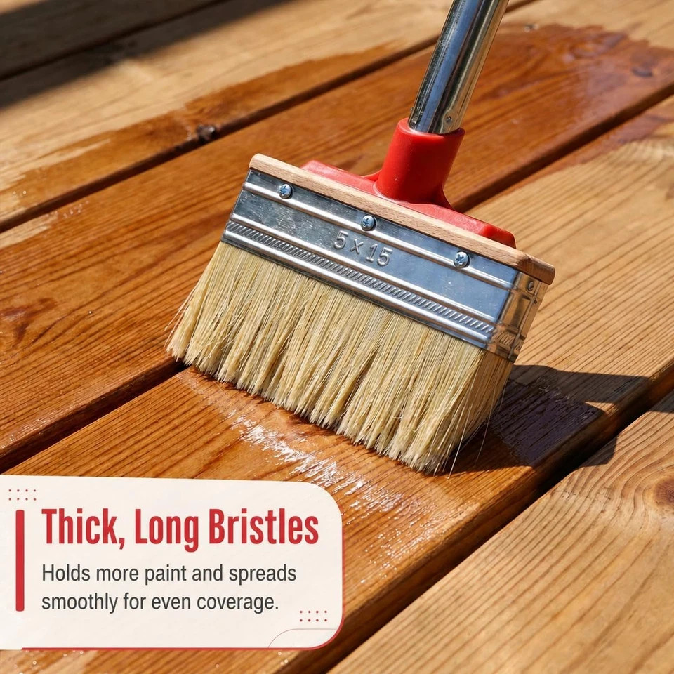 Bates- 6 Inch Deck Stain Brush, 77" Long Handle, Deck Stain Applicator for Wood, gallery