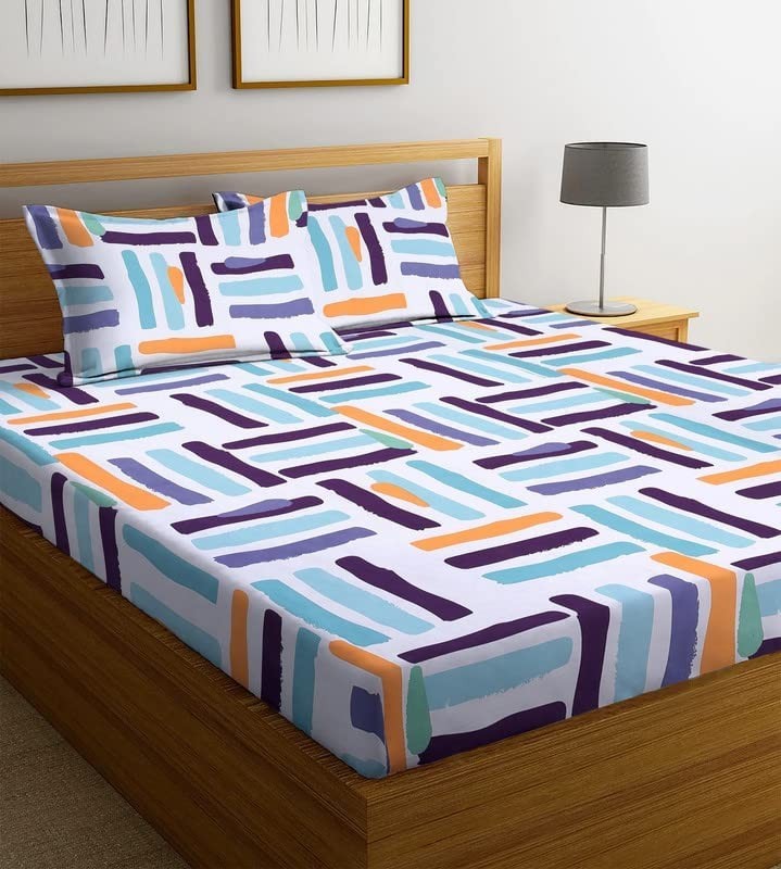 Cotton Flat Double Bedsheets with 2 Pillow Cover IB 12