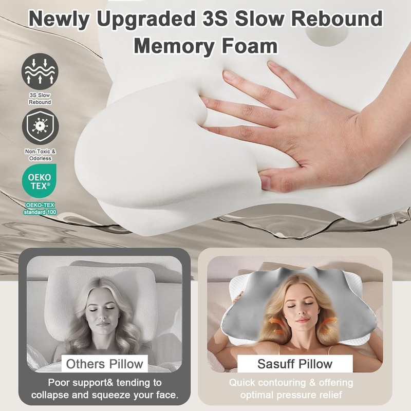 Luxury Cooling Side Sleeper Pillow with 2 Heights - Ideal for Neck Pain Relief gallery