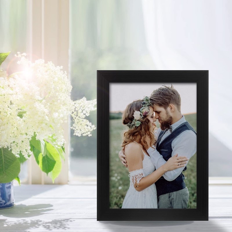 PECULA 2-Pack 5x7 Picture Frames Black Plastic with Clear Plexiglass gallery