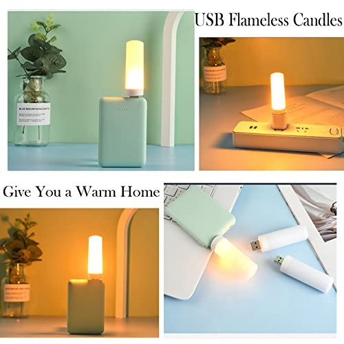 USB LED Flame Effect Light USB Flame Candle Bulb Flameless Tea Yellow-3P gallery