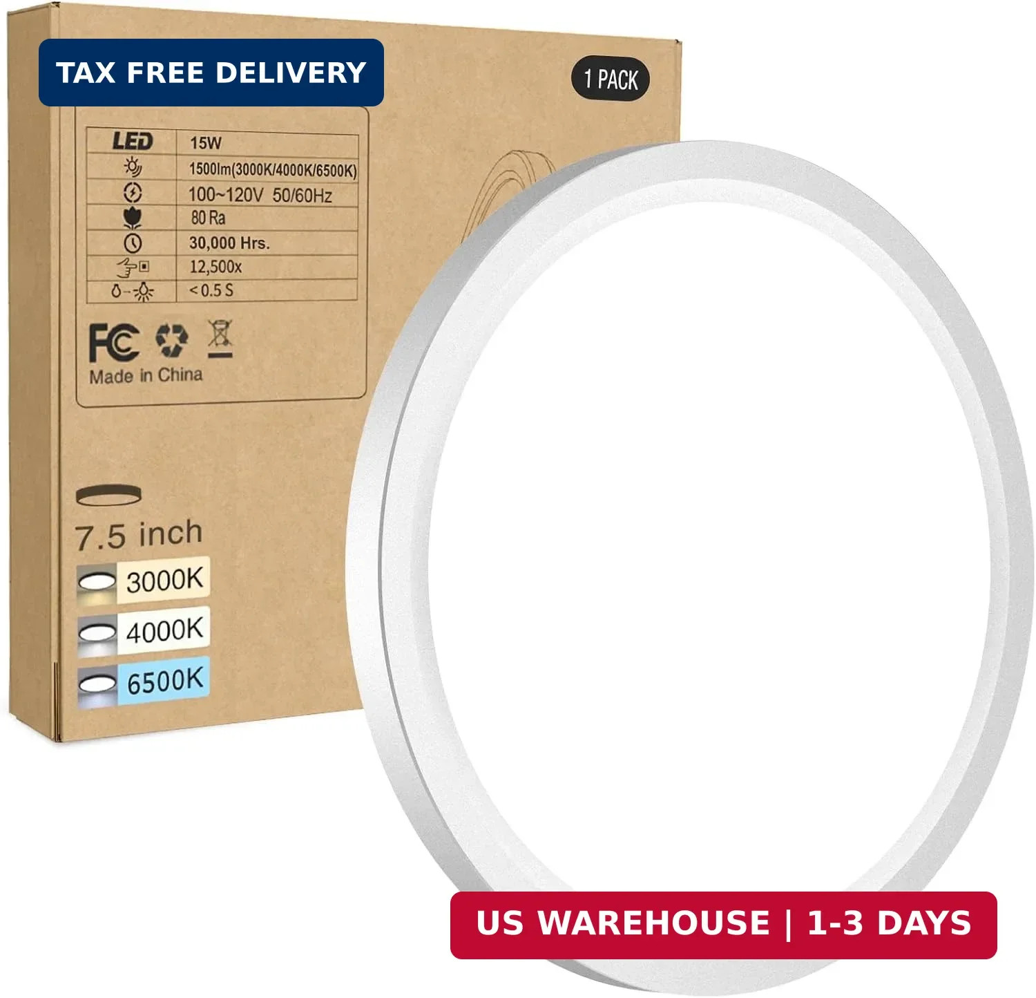 Flush Mount LED Ceiling Light Ultra Thin White 100W Eq 3000K-6500K Round Flat gallery
